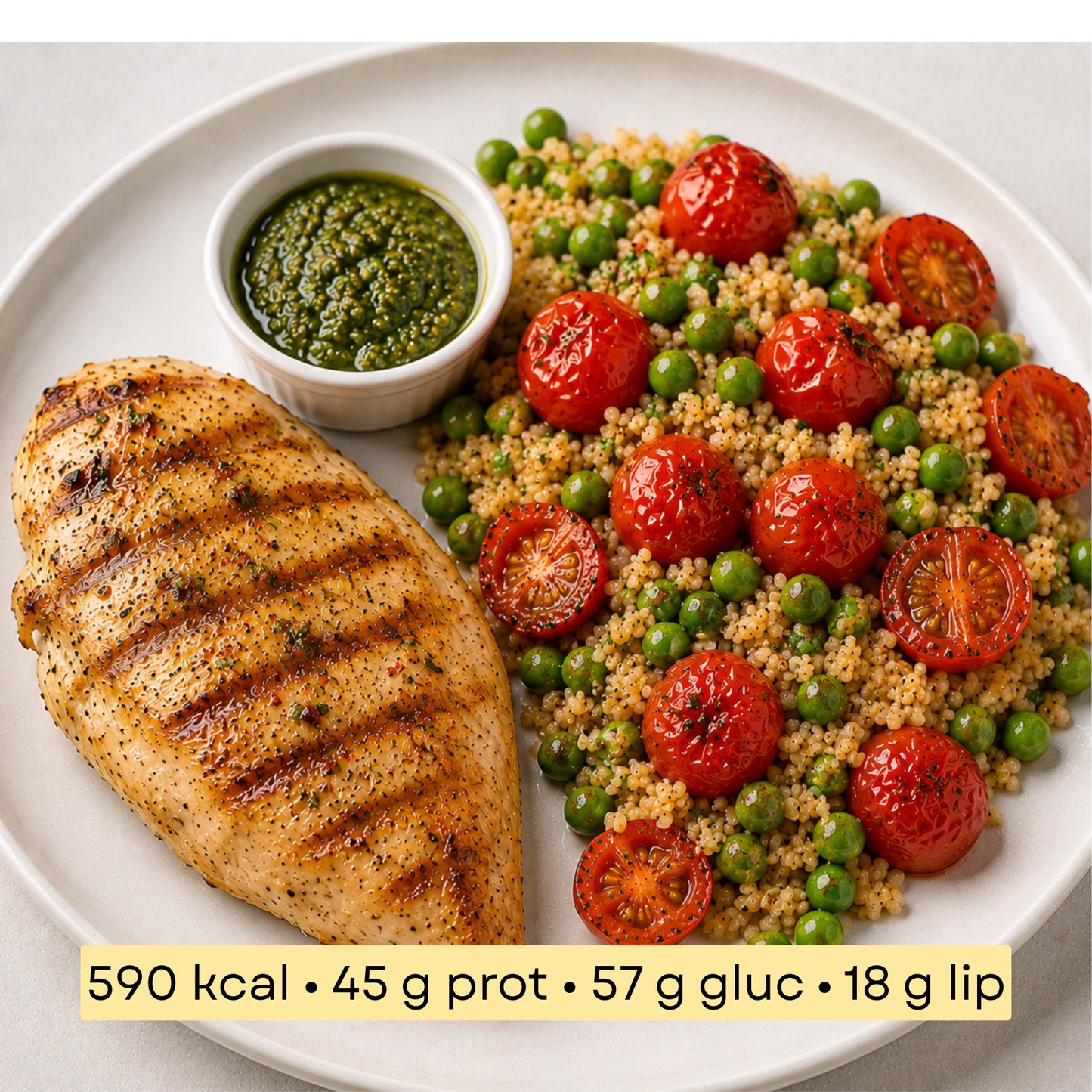 Sport - Poulet grillé sauce pesto & boulgour aux légumes rôtis