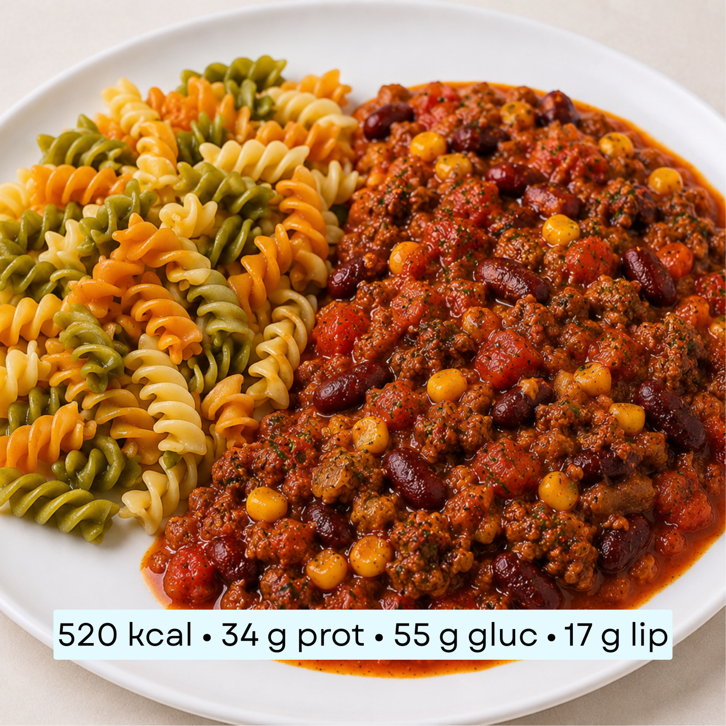 Diet - Chili con carne, spirelli tricolores