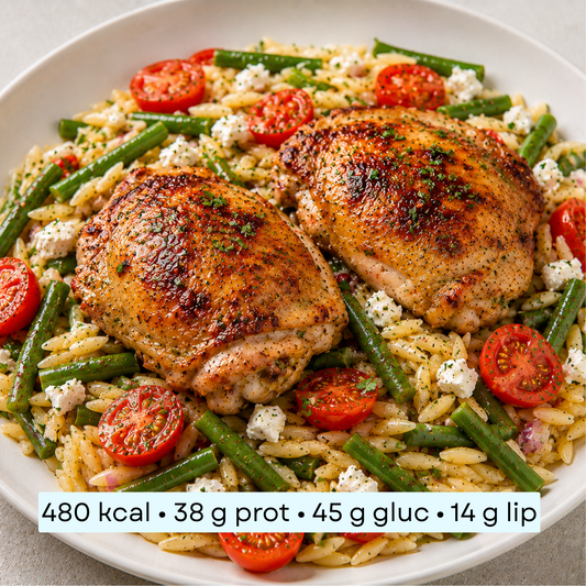 Diet - Poulet grillé, orzo & légumes méditerranéens