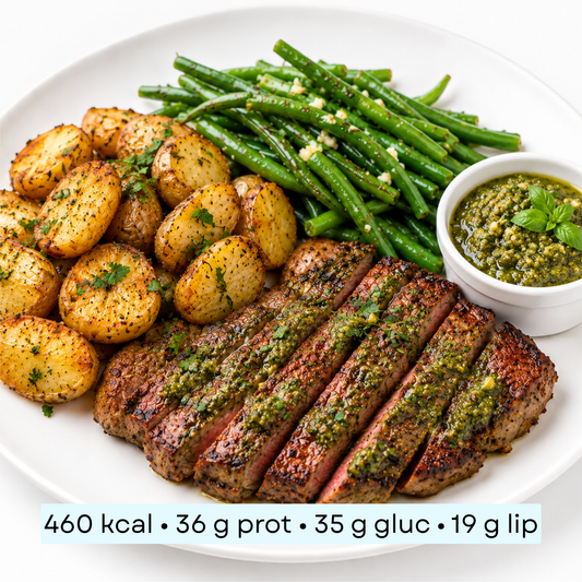 Diet - Steak de Bœuf Pesto, Pommes de Terre & Haricots Princesse