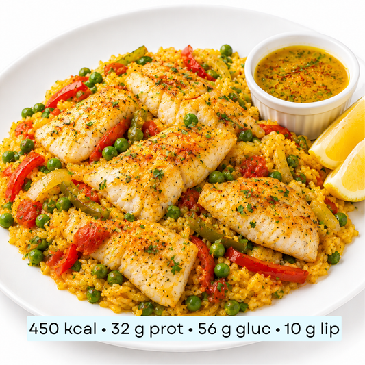 Diet - Paella au poisson, riz safrané & légumes
