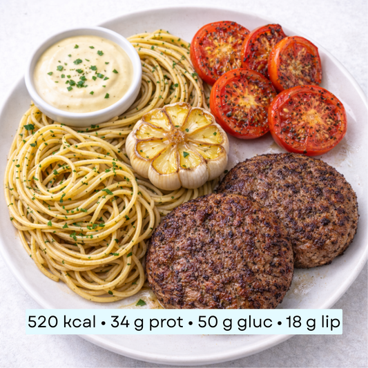 Diet - Burger de bœuf Vitality, spaghetti et légumes rôtis