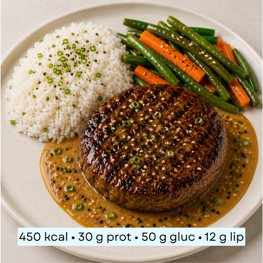 Diet - Steak haché, riz & légumes, sauce légère