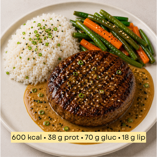Sport - Steak haché, riz & légumes, sauce légère