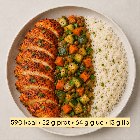 Sport - Poulet Tandoori, Riz Parfumé & Légumes aux Épices