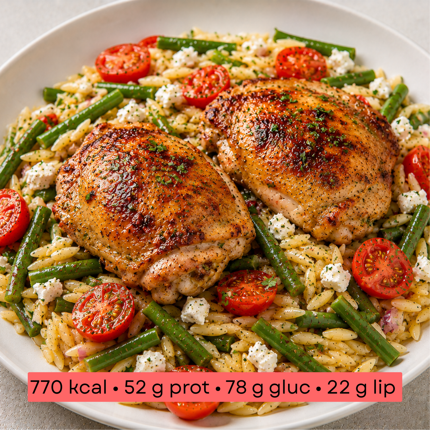 Masse - Poulet grillé, orzo & légumes méditerranéens