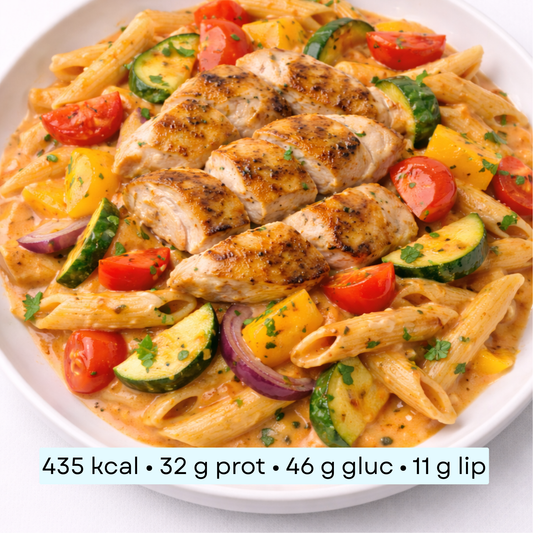 Diet -  Penne au Poulet & Crème de Poivrons Rouges
