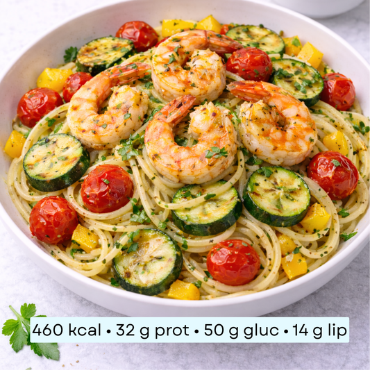 Diet - Salade de Scampis, spaghetti et légumes variés