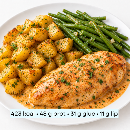 Diet - Poulet crémeux au paprika, pommes de terre & haricots verts