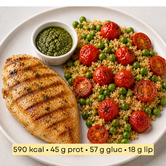 Sport - Poulet grillé sauce pesto & boulgour aux légumes rôtis