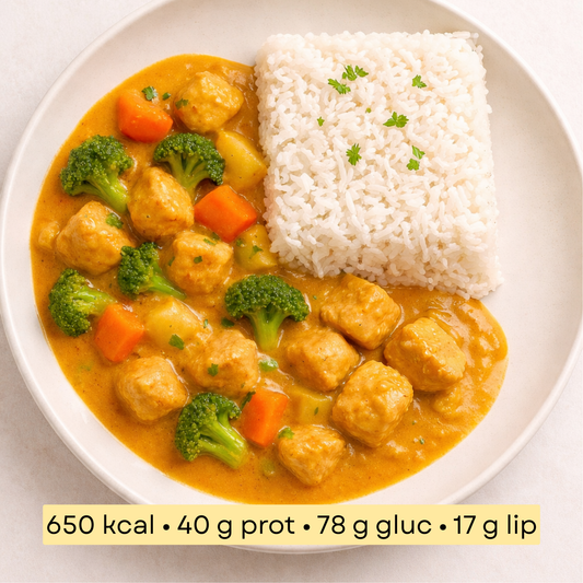 Sport -  Curry de poulet au lait de coco et légumes, riz basmati