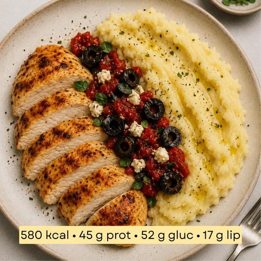 Sport - Poulet grillé façon méditerranéenne & écrasé de pommes de terre