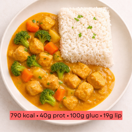 Masse - Curry de poulet au lait de coco et légumes, riz basmati