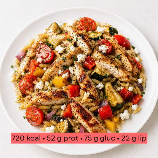 Masse - Orzo façon grecque au poulet grillé & légumes rôtis