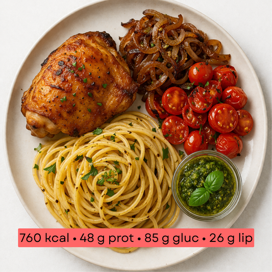 Masse - Spaghetti au Poulet & Pesto Basilic