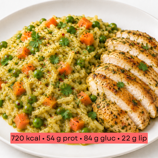 Masse - Poulet au Curry Vert, Riz & Petits Légumes