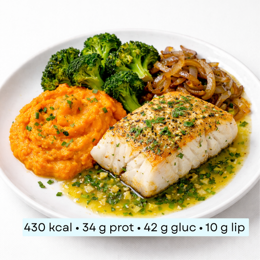 Diet -  Cabillaud rôti citron & herbes, patate douce