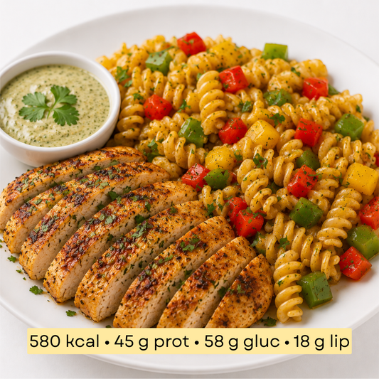 Sport - Poulet mexicain au citron vert & coriandre, fusilli et trio de poivrons