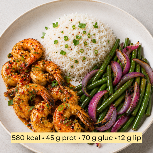 Sport - Scampi miel & citron, riz & légumes