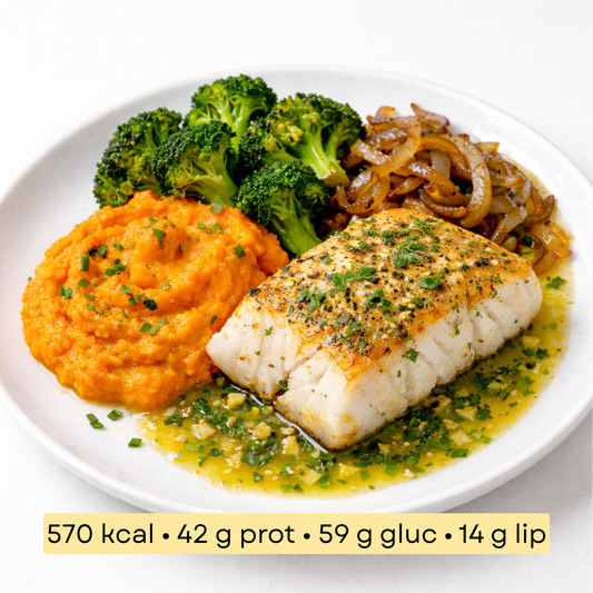 Sport - Cabillaud rôti citron & herbes, patate douce