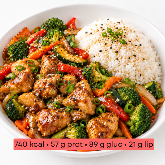 Masse - Riz Asiatique, Poulet Teriyaki & Légumes Wok