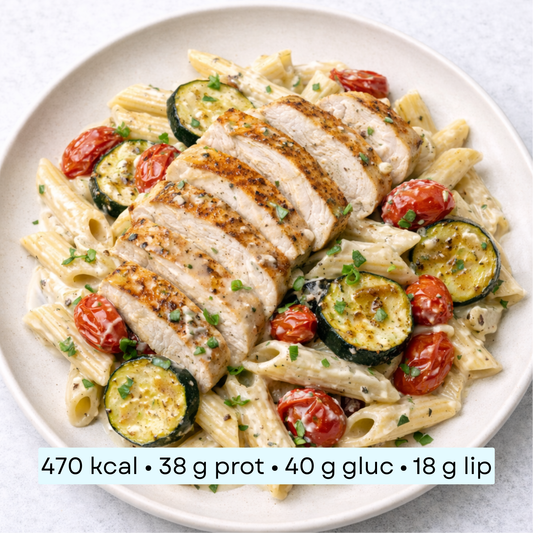 Diet - Penne au poulet fondant, crème légère & légumes du soleil