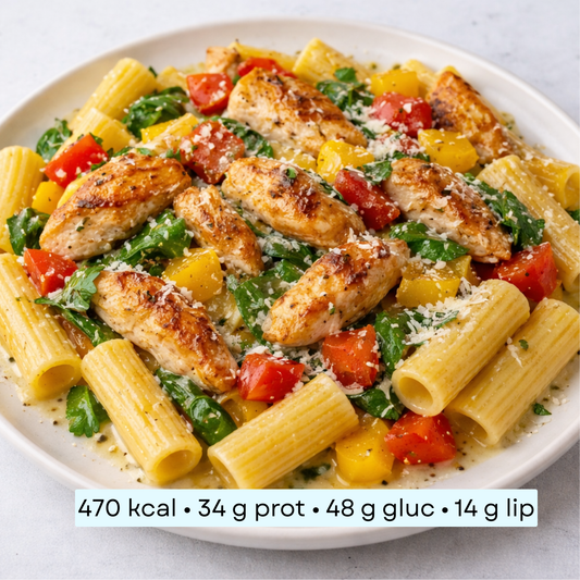 Diet - Rigatoni au poulet, poivrons colorés & sauce ricotta légère