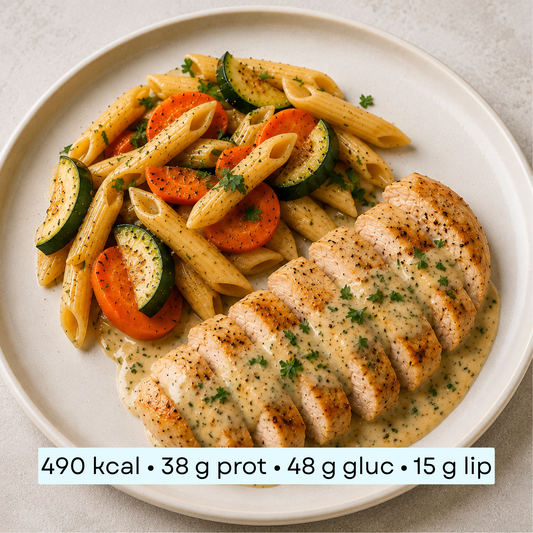 Diet - Poulet crémeux à l’ail & penne aux légumes