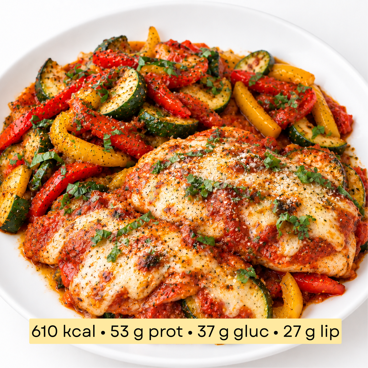 Sport - Poulet Parmigiana, Poivrons, Courgettes & Pesto Rosso