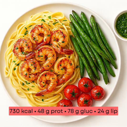 Masse - Scampis grillés ail-persil & tagliatelles