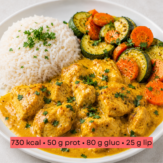 Masse - Poulet curry, riz basmati & légumes sautés