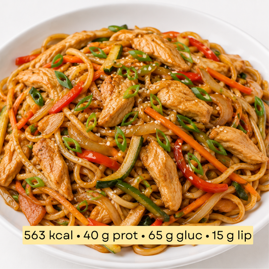 Sport - Nouilles sautées au poulet, gingembre et soja