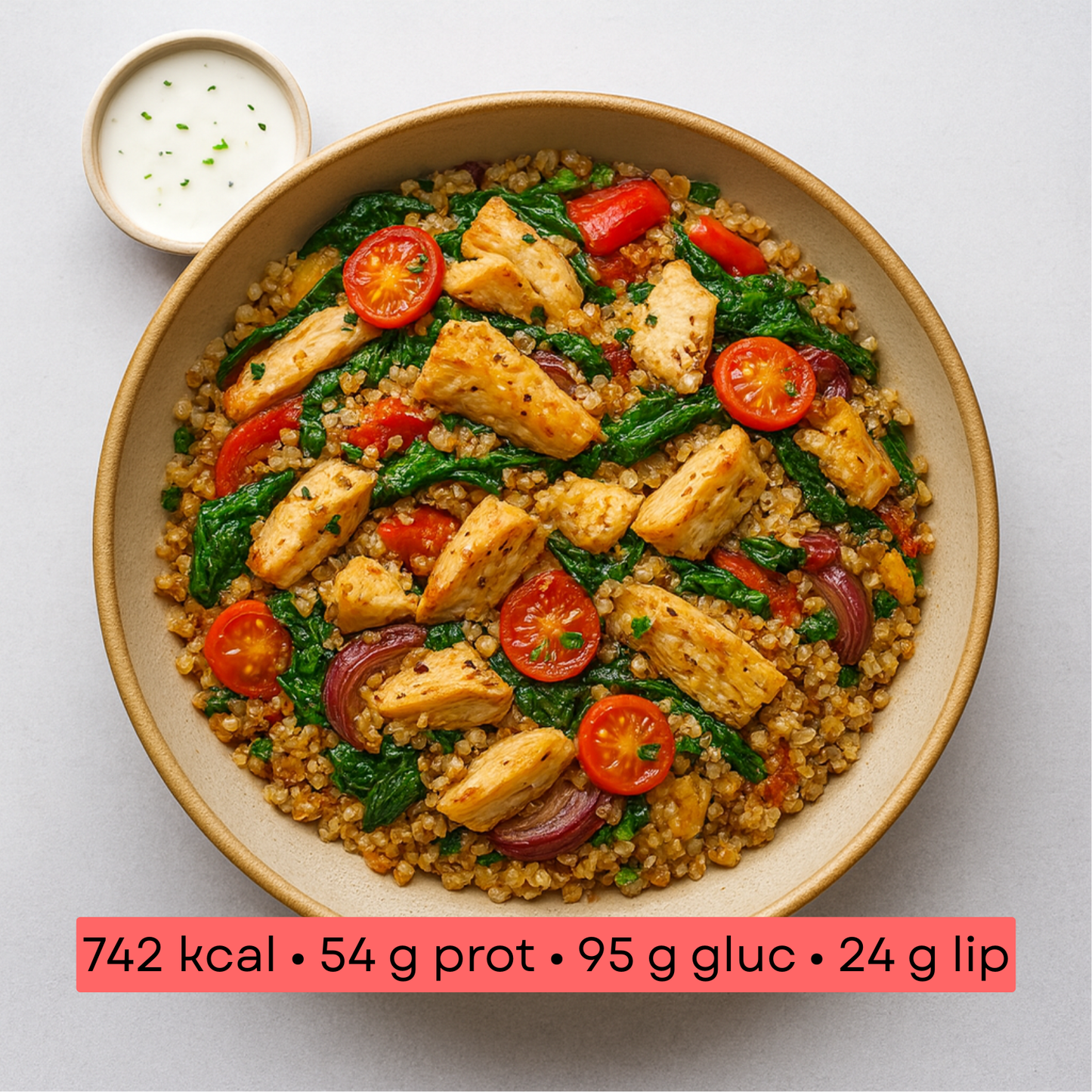 Masse -  Quinoa au poulet émincé & épinards