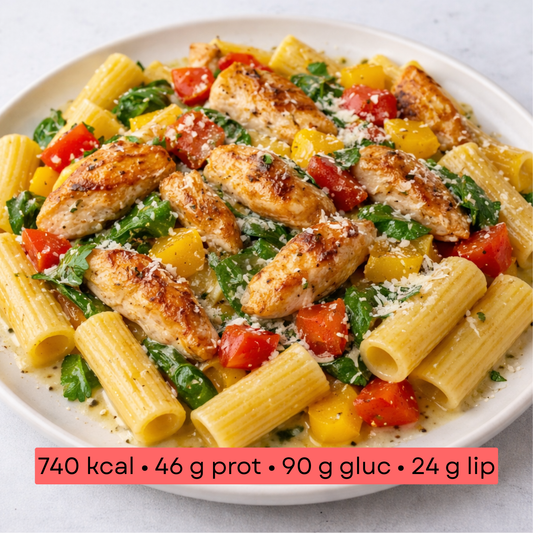 Masse - Rigatoni au poulet, poivrons colorés & sauce ricotta légère