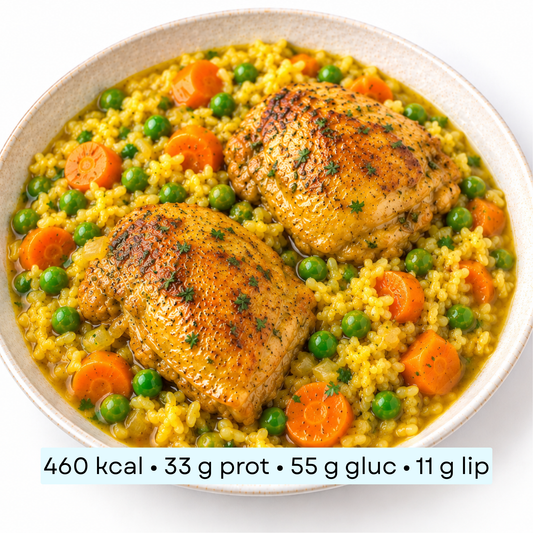 Diet - Riz jaune au poulet, petits pois et carottes
