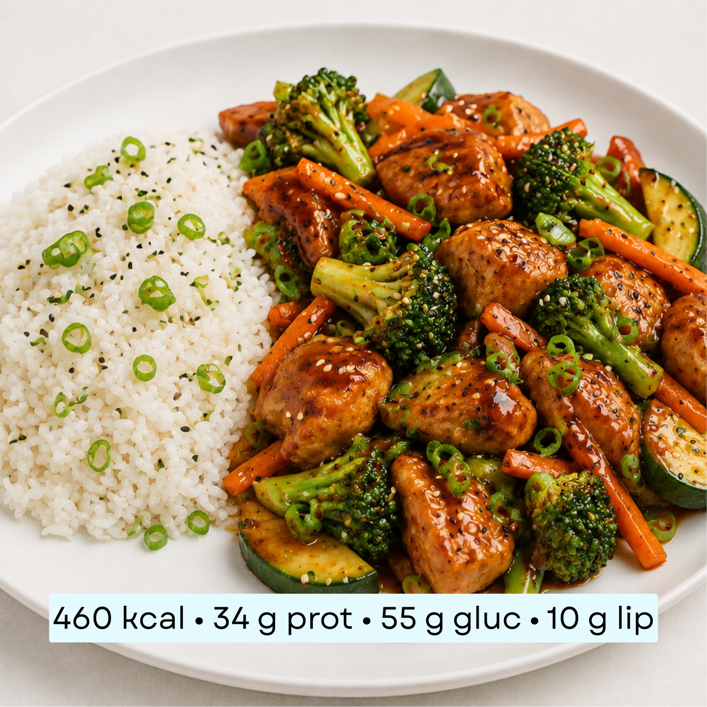 Diet - Poulet teriyaki, riz asiatique et légumes croquants