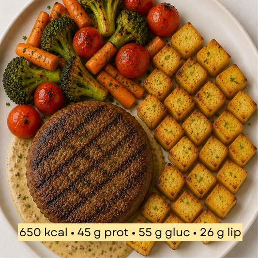 Sport - Steak haché & pommes de terre aux légumes du soleil