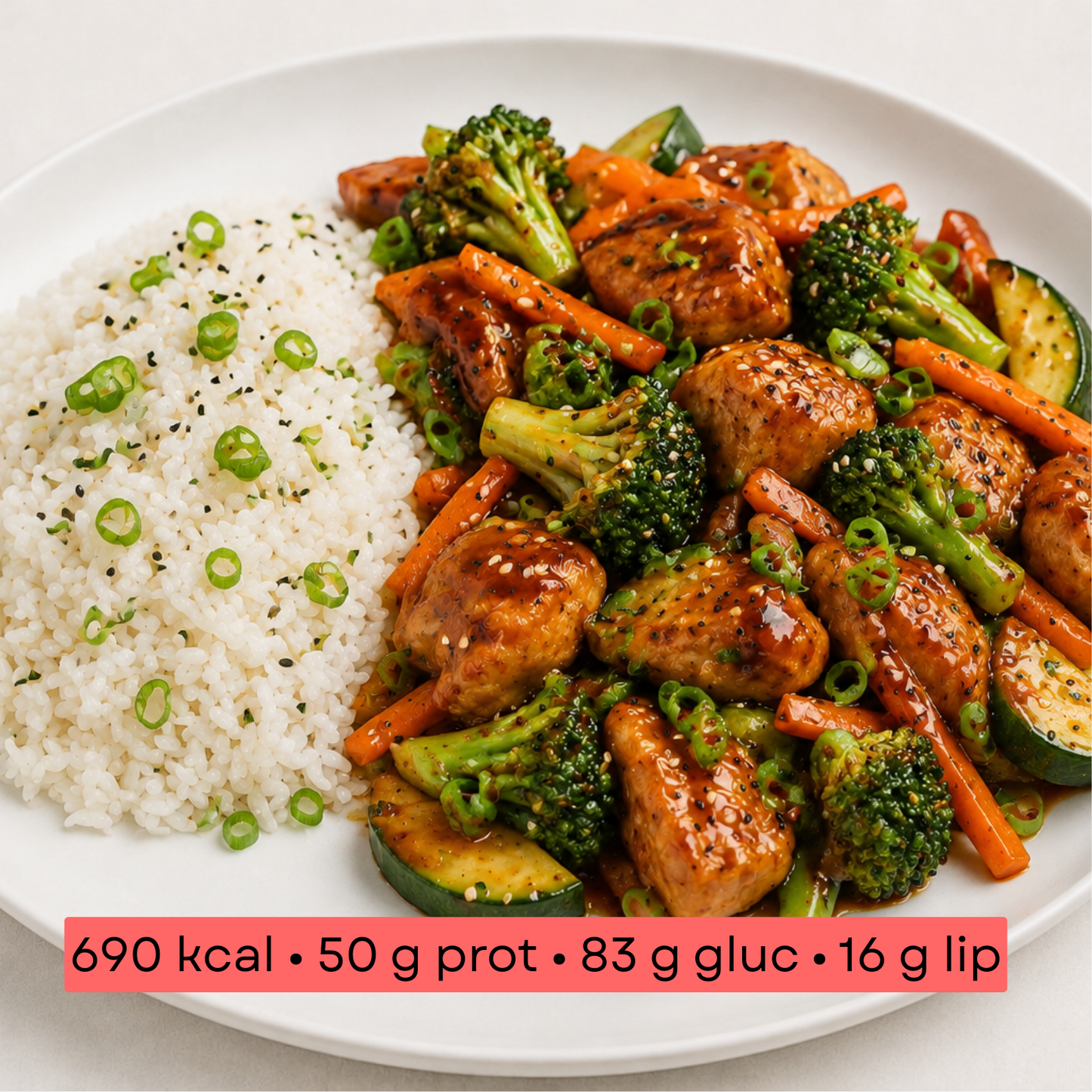 Masse - Poulet teriyaki, riz asiatique et légumes croquants