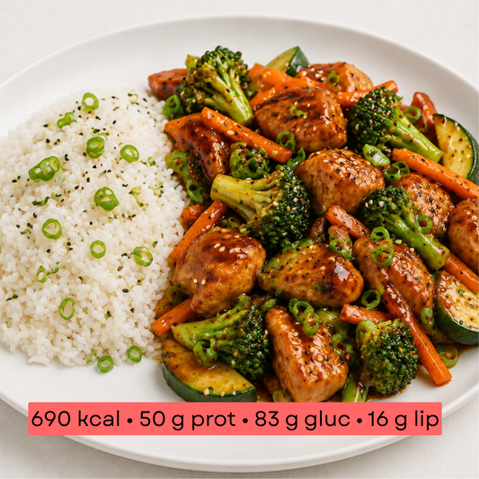 Masse - Poulet teriyaki, riz asiatique et légumes croquants