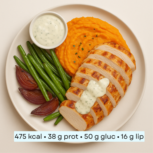 Diet - Poulet grillé & purée de patate douce aux herbes