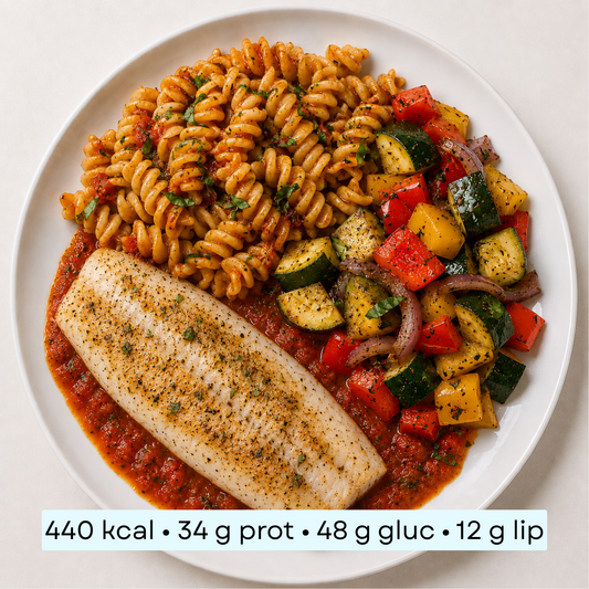 Diet - Poisson Blanc Méditerranéen, Fusilli & Légumes du Soleil