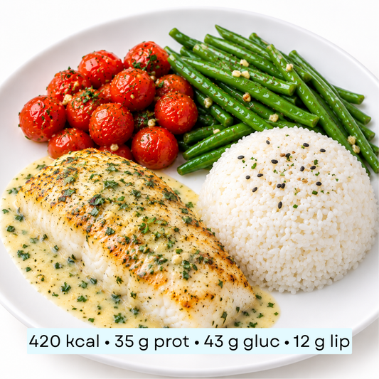 Diet - Poisson Blanc Citron-Ail, Riz & Légumes du Jardin