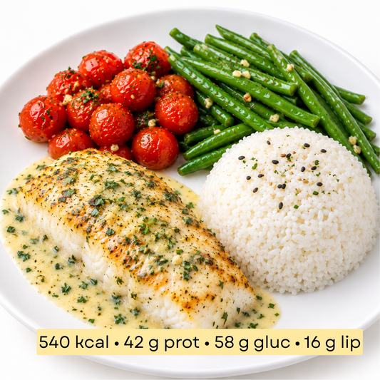 Sport - Poisson Blanc Citron-Ail, Riz & Légumes du Jardin