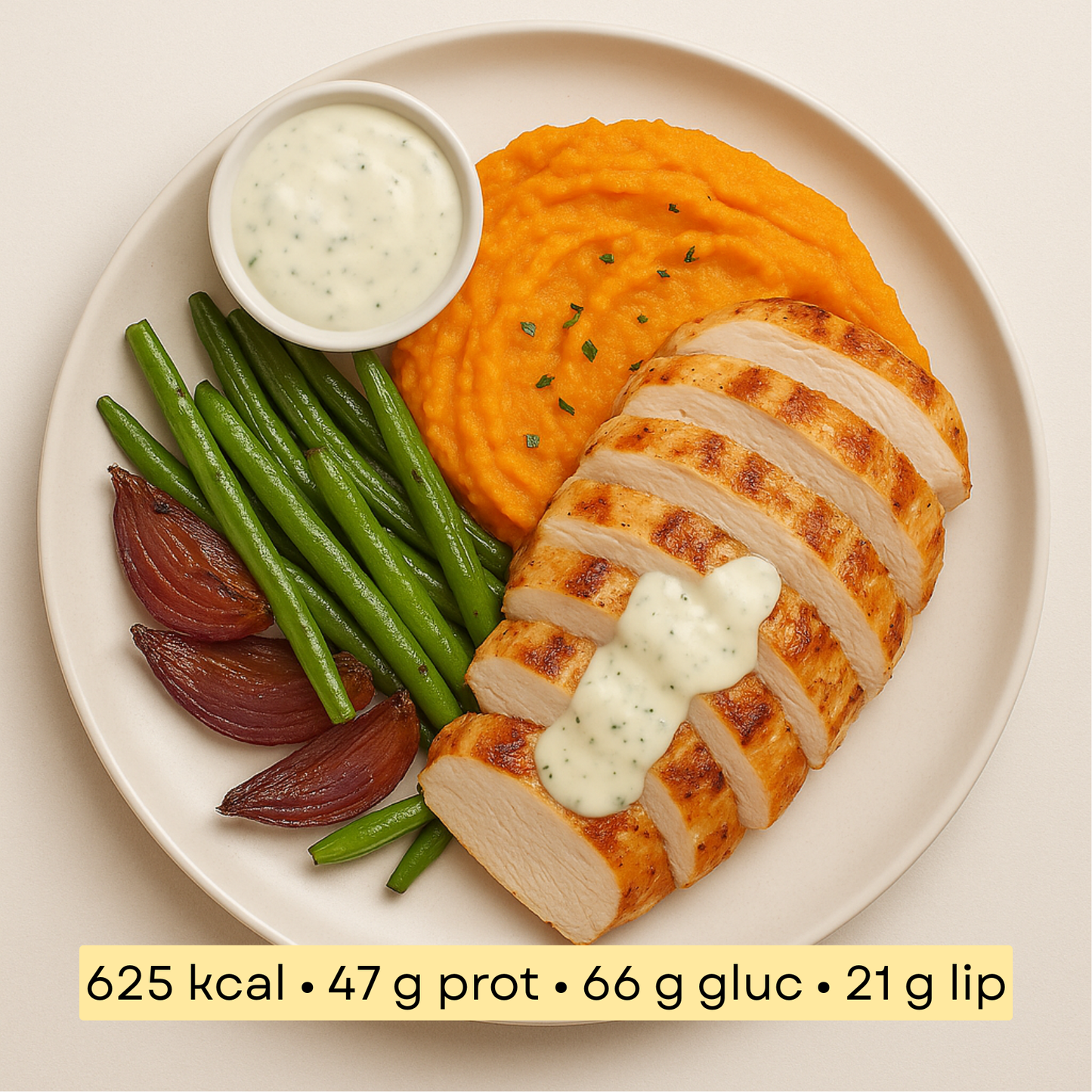 Sport - Poulet grillé & purée de patate douce aux herbes