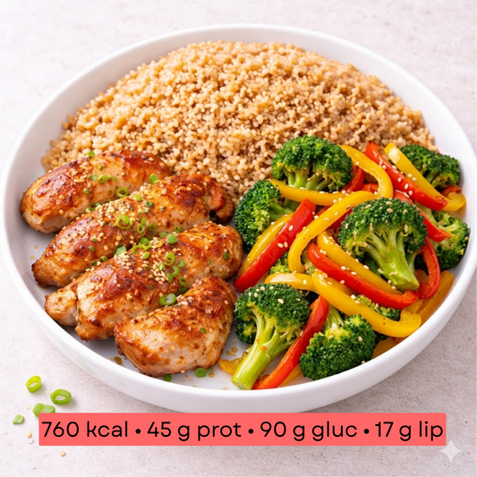 Masse - Quinoa au poulet, légumes croquants & gingembre