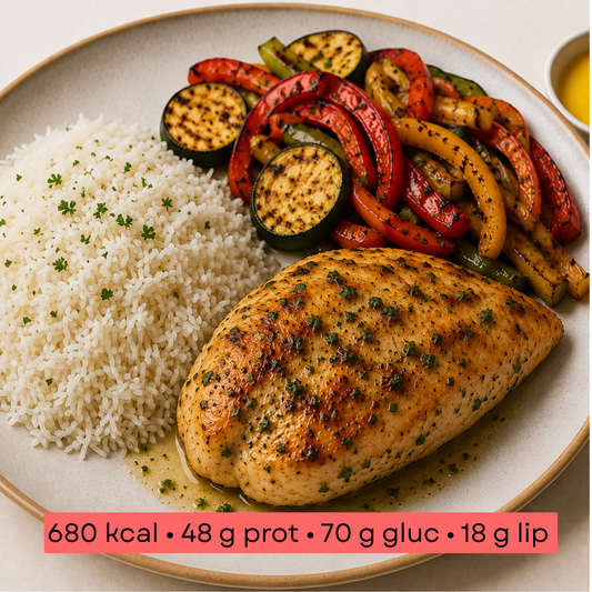 Masse - Poulet aux Herbes, Riz Basmati & Légumes Grillés